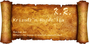 Krizsán Rozália névjegykártya