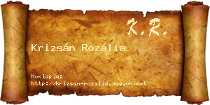 Krizsán Rozália névjegykártya